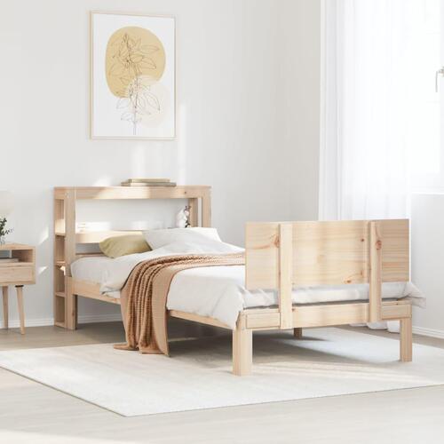 Sengeramme med sengegavl 75x190 cm massivt fyrretræ