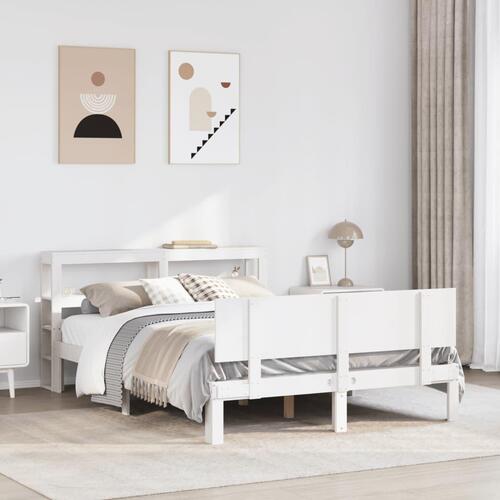 Sengeramme med hovedgærde uden madras Hvid 140x190 cm