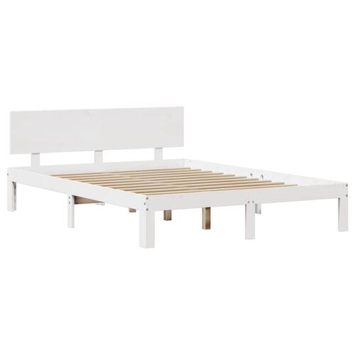 Sengeramme med hovedgærde uden madras Hvid 140x190 cm