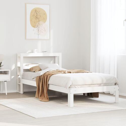 Sengeramme med sengegavl 75x190 cm massivt fyrretræ hvid