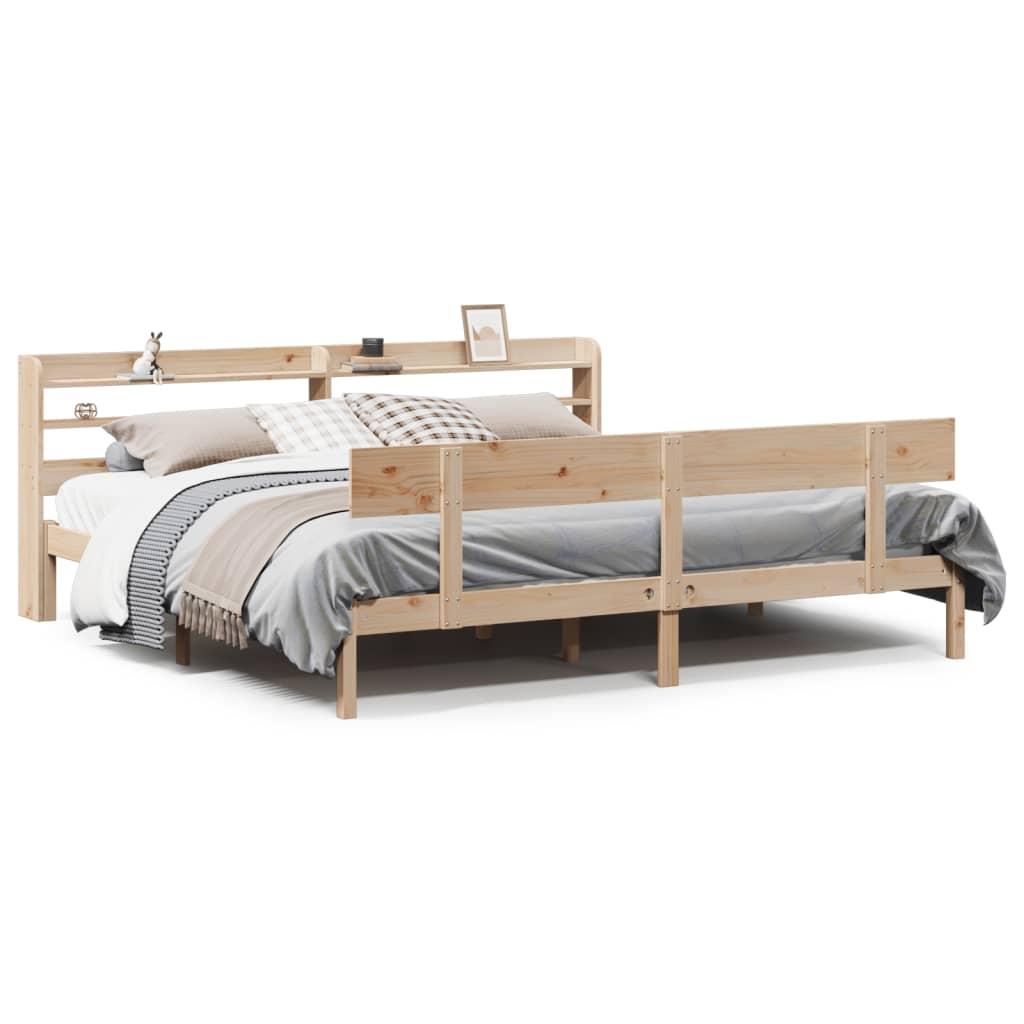 Sengeramme uden madras 200x200 cm massivt fyrretræ