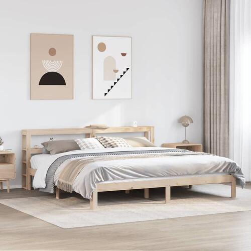 Sengeramme med sengegavl 180x200 cm massivt fyrretræ