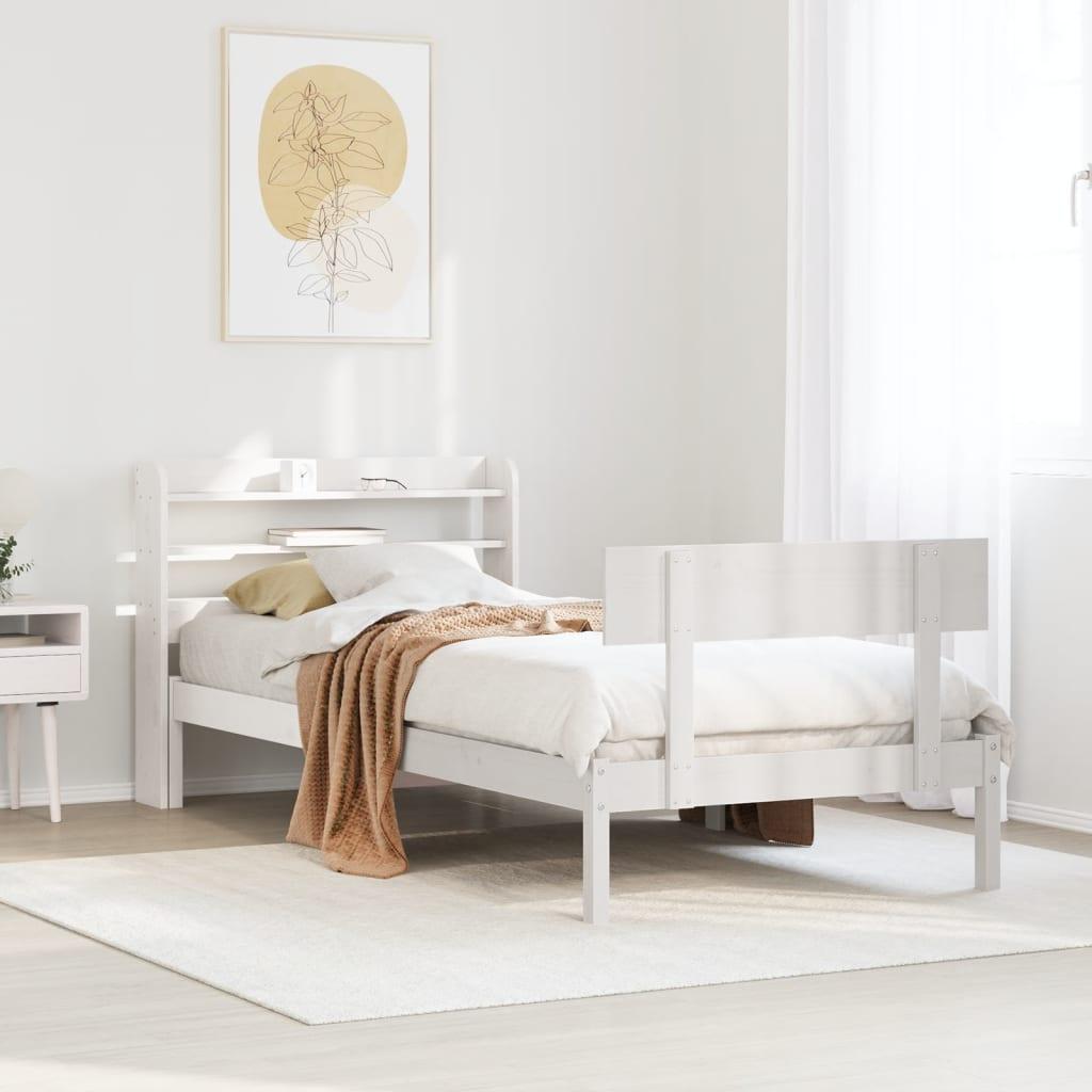Sengeramme uden madras 90x190 cm massivt fyrretræ hvid