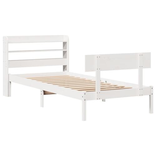 Sengeramme uden madras 90x190 cm massivt fyrretræ hvid