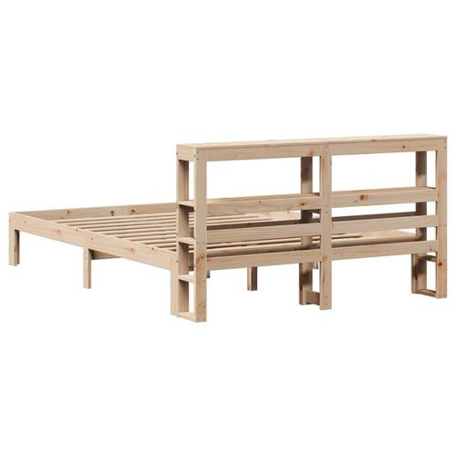 Sengeramme med sengegavl 120x200 cm massivt fyrretræ hvid
