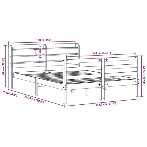 Sengeramme med hovedgærde uden madras Hvid 140x200 cm