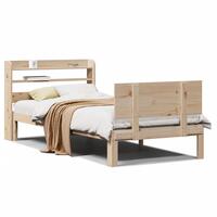Sengeramme med sengegavl 75x190 cm massivt fyrretræ