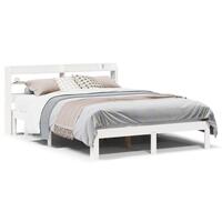 Sengeramme med hovedgærde uden madras Hvid 140x190 cm