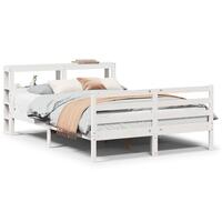 Sengeramme med sengegavl135x190 cm massivt fyrretræ hvid