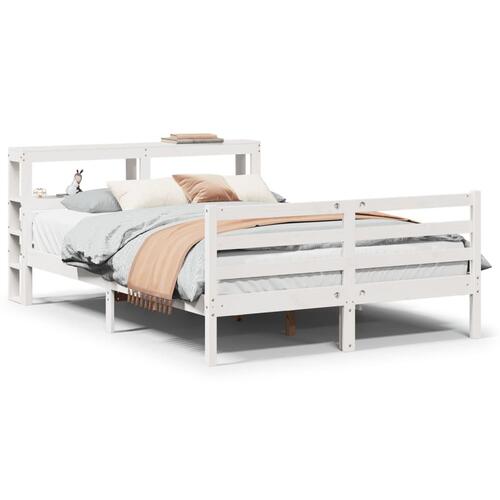 Sengeramme med sengegavl135x190 cm massivt fyrretræ hvid