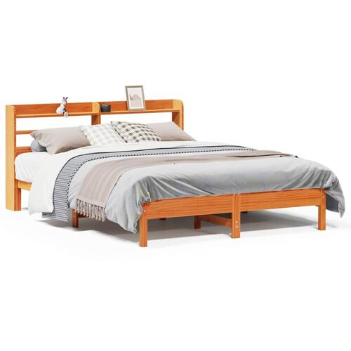 Sengeramme uden madras 150x200 cm massivt fyrretræ gyldenbrun