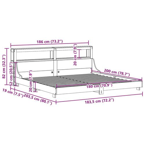 Sengeramme uden madras 180x200 cm massivt fyrretræ gyldenbrun