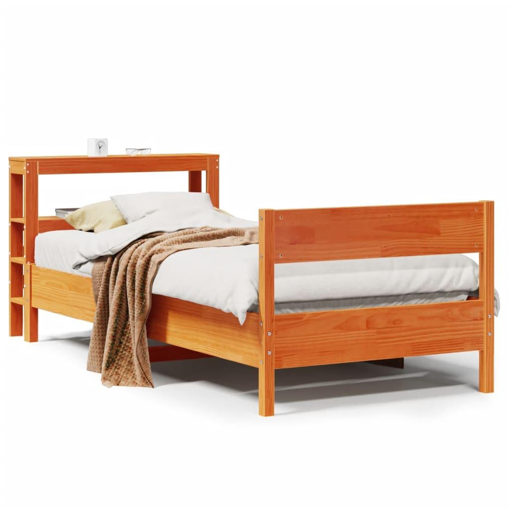 Sengeramme uden madras 75x190 cm massivt fyrretræ gyldenbrun