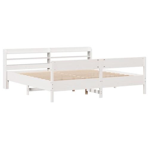 Sengeramme uden madras 200x200 cm massivt fyrretræ hvid