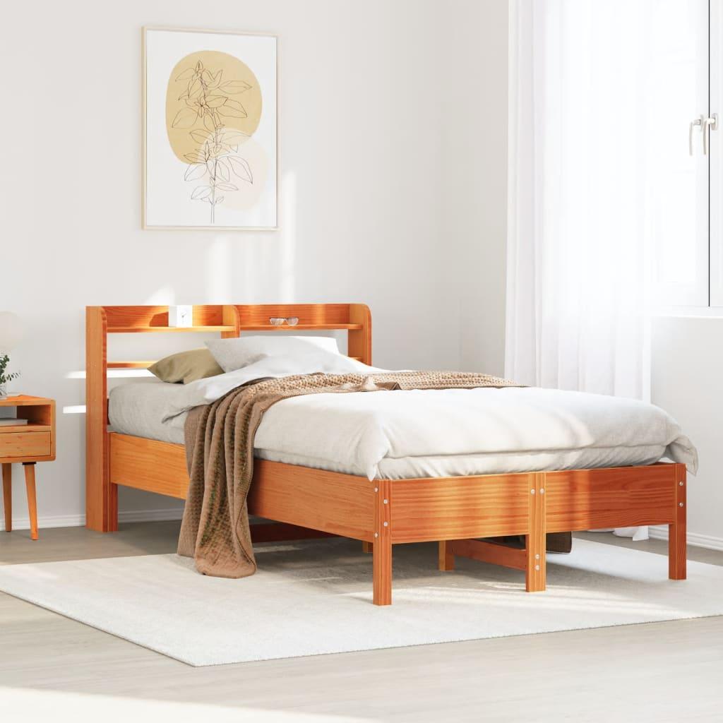 Sengeramme uden madras 75x190 cm massivt fyrretræ gyldenbrun billede