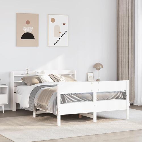 Sengeramme uden madras 140x200 cm massivt fyrretræ hvid