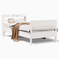 Sengeramme uden madras 90x200 cm massivt fyrretræ hvid
