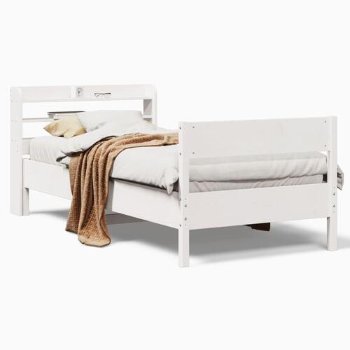 Sengeramme uden madras 90x190 cm massivt fyrretræ hvid