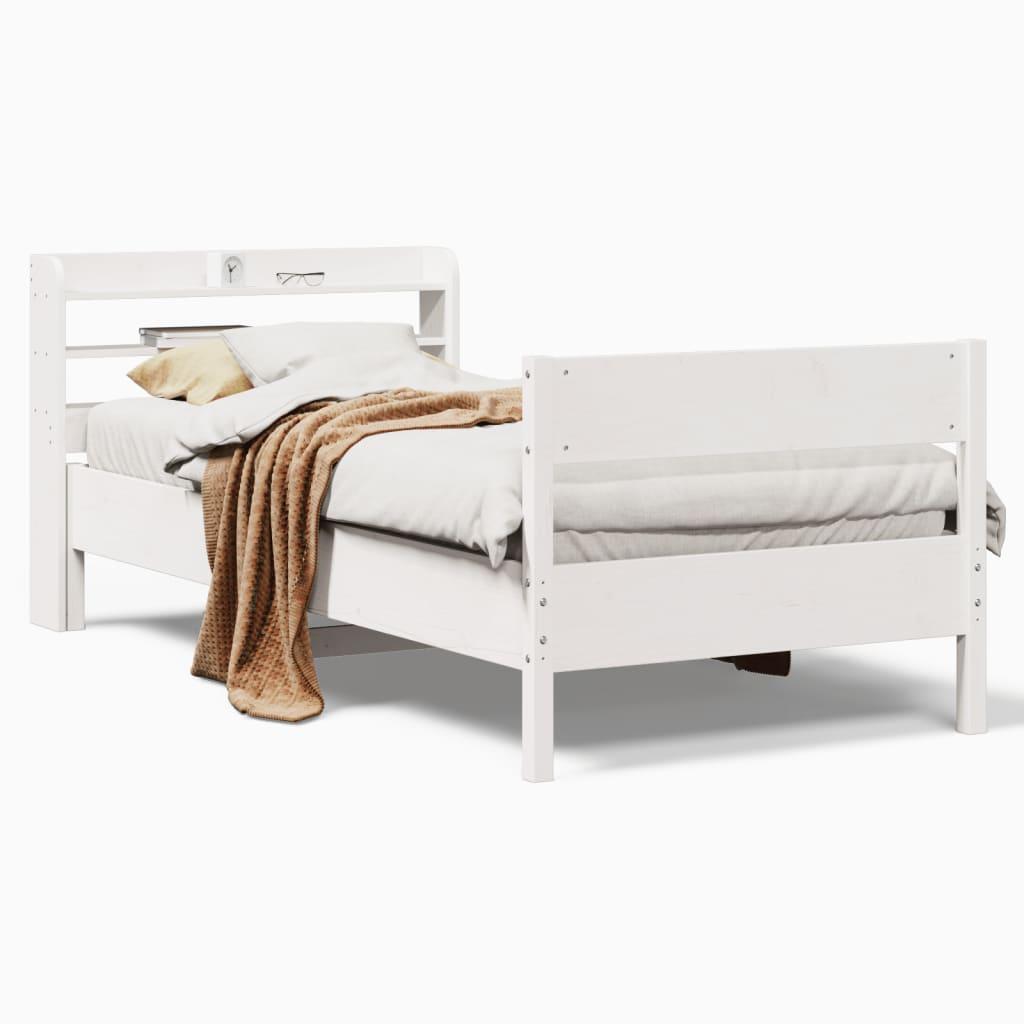 Sengeramme uden madras 90x190 cm massivt fyrretræ hvid