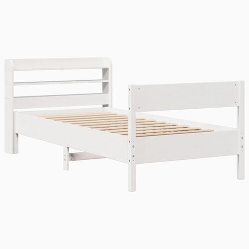 Sengeramme uden madras 90x190 cm massivt fyrretræ hvid