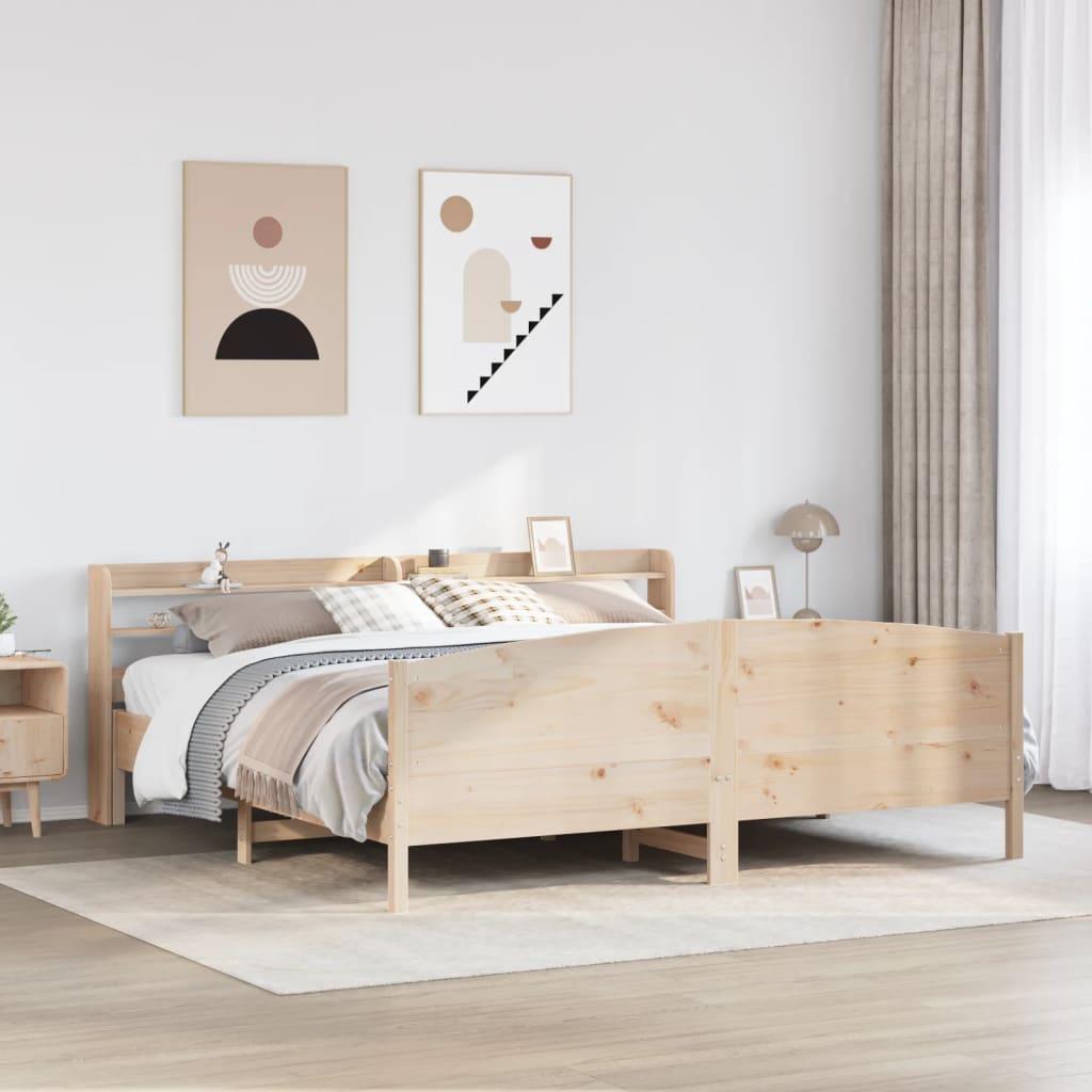 Sengeramme uden madras 200x200 cm massivt fyrretræ