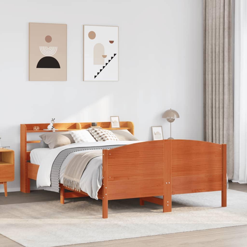 Sengeramme uden madras 140x200 cm massivt fyr gyldenbrun
