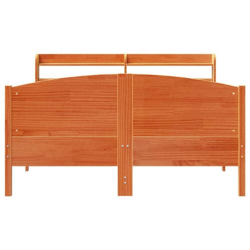 Sengeramme uden madras 135x190 cm massivt fyrretræ brun