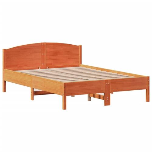 Sengeramme uden madras 135x190 cm massivt fyrretræ brun