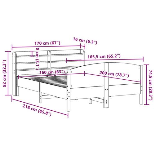 Sengeramme uden madras 160x200 cm massivt fyrretræ hvid