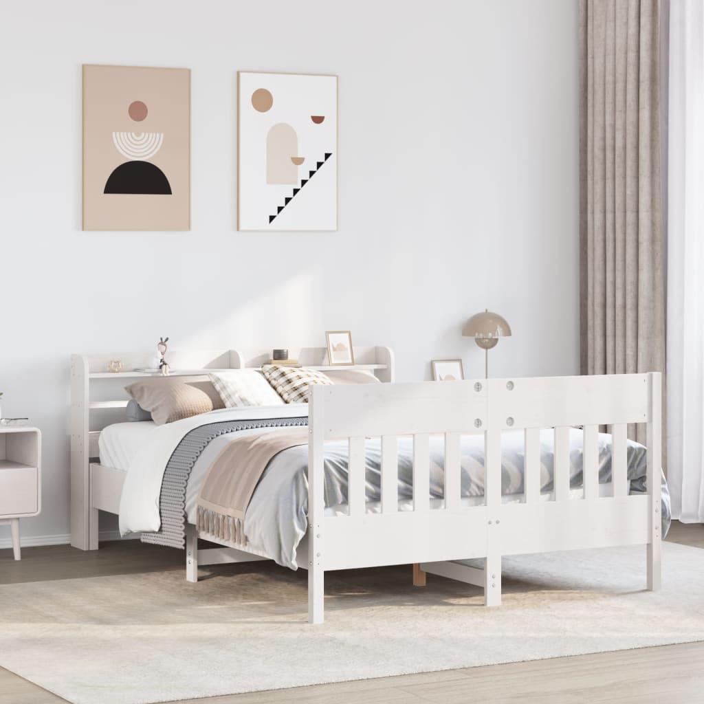Sengeramme uden madras 150x200 cm massivt fyrretræ hvid