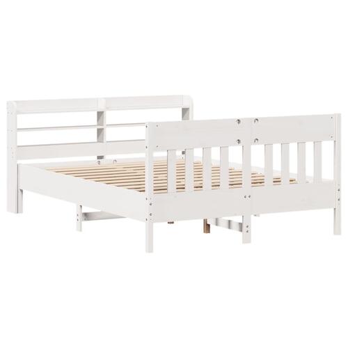 Sengeramme uden madras 150x200 cm massivt fyrretræ hvid