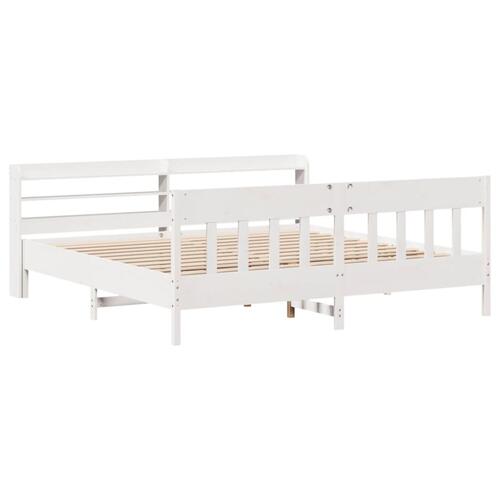 Sengeramme uden madras 200x200 cm massivt fyrretræ hvid