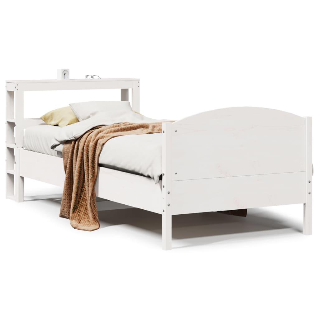 Sengeramme uden madras 75x190 cm massivt fyrretræ hvid billede