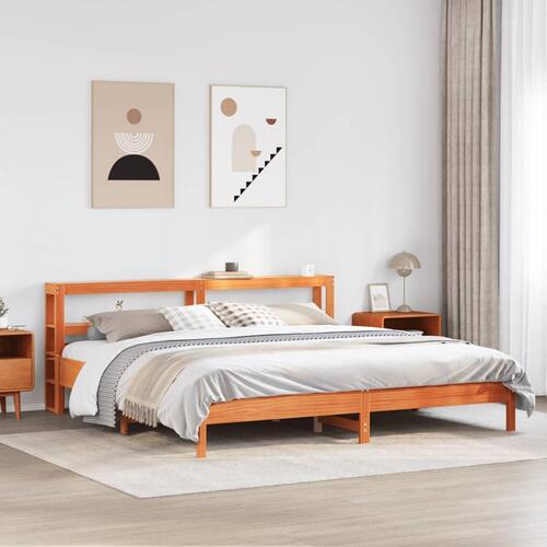 Sengeramme uden madras 200x200 cm massivt fyrretræ gyldenbrun