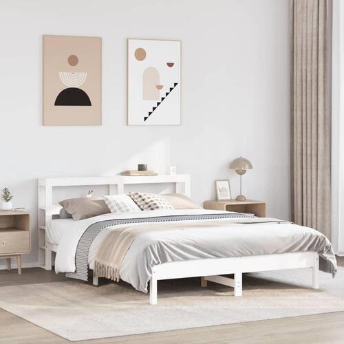 Sengeramme uden madras 160x200 cm massivt fyrretræ hvid
