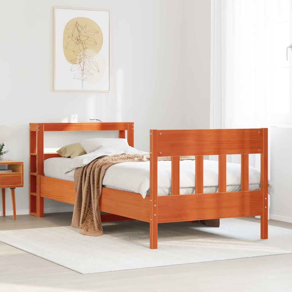Sengeramme uden madras 75x190 cm massivt fyrretræ gyldenbrun billede