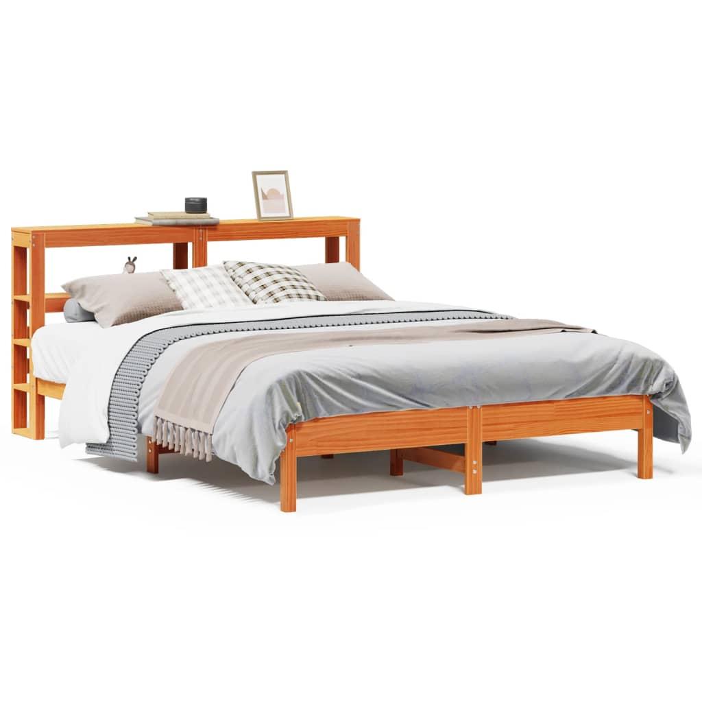 Sengeramme uden madras 140x190 cm massivt fyrretræ gyldenbrun
