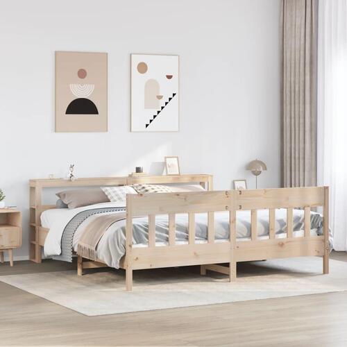 Sengeramme uden madras 200x200 cm massivt fyrretræ