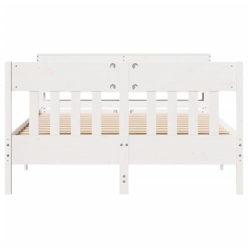 Sengeramme uden madras 140x200 cm massivt fyrretræ hvid