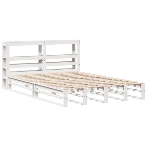 Sengeramme uden madras 140x190 cm massivt fyrretræ hvid