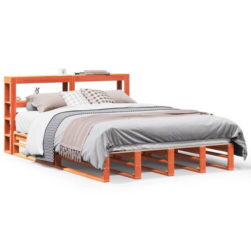 Sengeramme uden madras 150x200 cm massivt fyrretræ gyldenbrun
