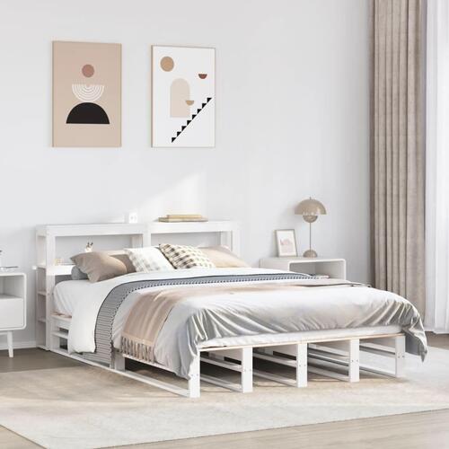 Sengeramme uden madras 160x200 cm massivt fyrretræ hvid