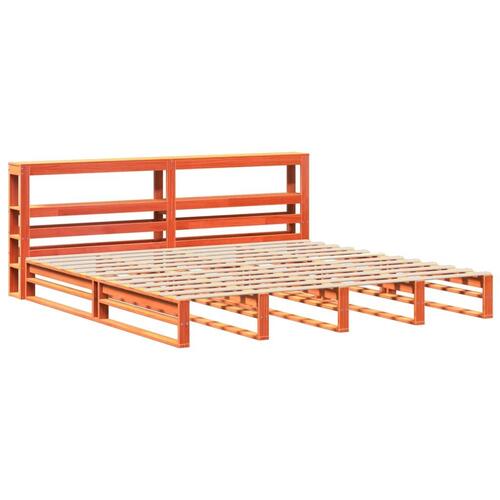 Sengeramme uden madras 200x200 cm massivt fyrretræ gyldenbrun
