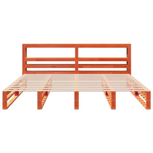 Sengeramme uden madras 200x200 cm massivt fyrretræ gyldenbrun