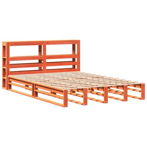 Sengeramme uden madras 135x190 cm massivt fyrretræ brun