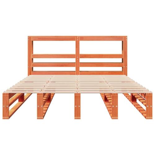 Sengeramme uden madras 135x190 cm massivt fyrretræ brun