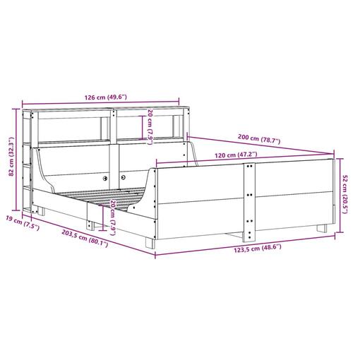 Sengeramme uden madras 120x200 cm massivt fyrretræ gyldenbrun