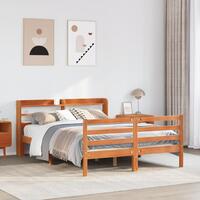 Sengeramme uden madras 140x190 cm massivt fyrretræ gyldenbrun