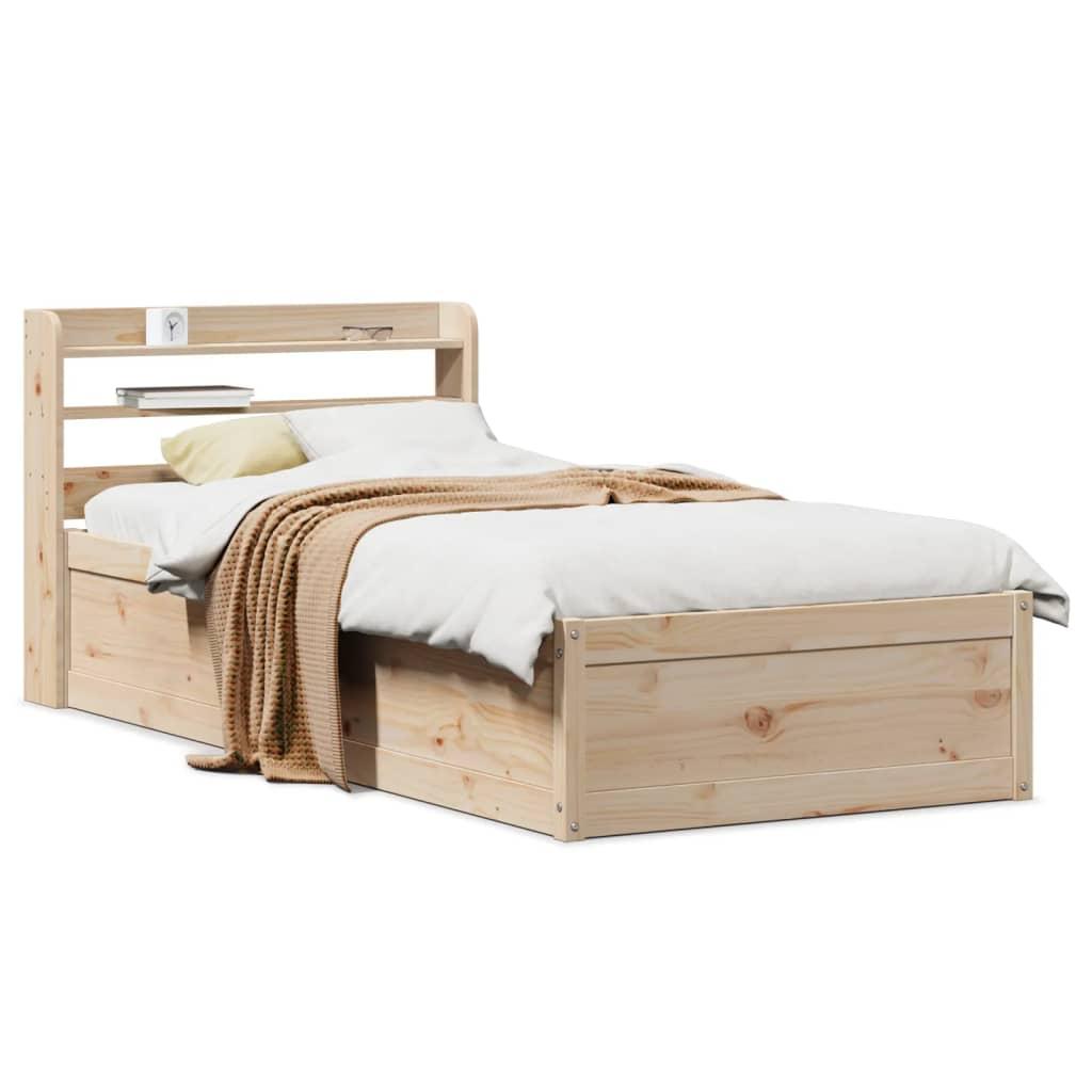 Sengeramme med sengegavl 90x190 cm massivt fyrretræ billede