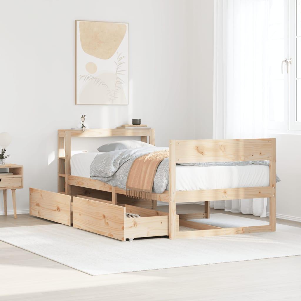 Sengeramme uden madras 75x190 cm massivt fyrretræ billede